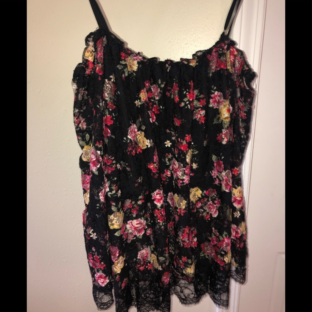 Lace over the shoulder shirt.